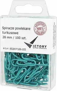 Office paper clips Victory Office Product 28 mm round pastel turquoise, 100 pcs in hanging plastic container