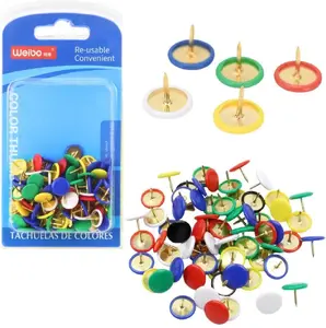 Office push pins Lean set 90 pcs, flat head, assorted colors