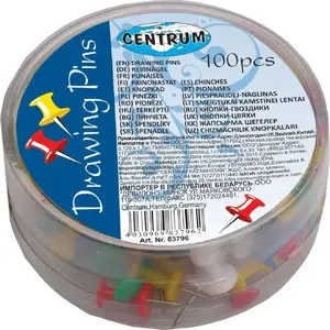 Thumb tacks Centrum 10 mm assorted barrel heads 100 pcs 83796