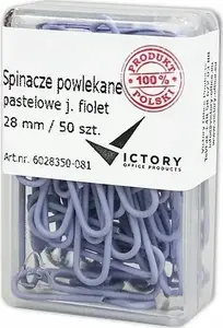 Paper Clips Victory Office Product round 28 mm 50 pcs pastel light purple in plastic container