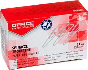 Paper clips triangle OFFICE PRODUCTS 31 mm, 100 pcs, silver