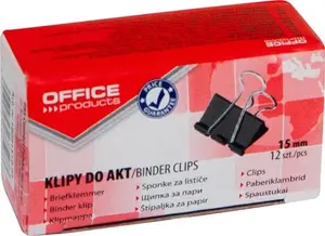 Paper binder clips office products 15 mm, pack of 12, black