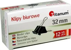 Binder clips Titanum 32 mm, pack of 12 — office clips for documents