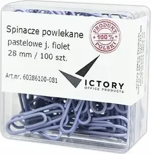 Скрепки Victory Office Product 28 мм круглые пастельные светло-фиолетовые, 100 шт., пластиковый контейнер
