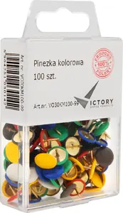 Кнопки Victory Office Product PINEZKI 100 шт, разноцветные, пластиковый подвесной контейнер