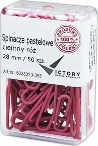 Office paper clips Victory Office Product 28 mm round pastel dark pink, 50 pcs in plastic container