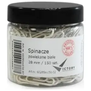 Paper Clips Victory Office Product 28 mm round coated, white, 150 pcs – small jar
