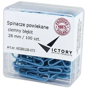 Paper clips Victory Office Product round 28 mm, 100 pcs, dark pastel blue, plastic container