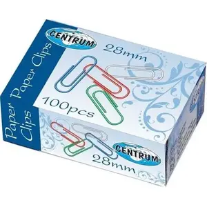 Office paper clips Centrum round colored 28 mm CE80133, pack of assorted colors