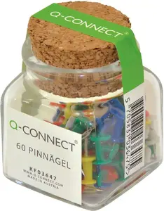 Push pins Q-Connect set of 60 — thumbtacks in barrel shape, assorted colors