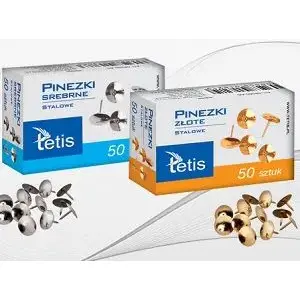 Push Pins Tetis silver steel — pack of metal map pins for bulletin boards