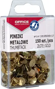 Metal Drawing Pins Office Products, box of 150, gold finish