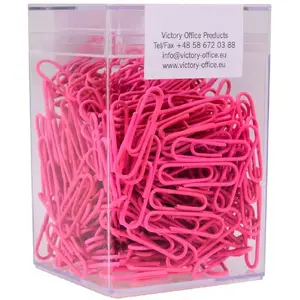 Round Paper Clips Victory Office Product 28 mm metal coated neon pink in plastic tub 300 pcs