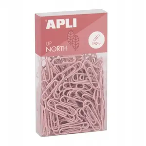 Paper clips (round) Apli Up North 28 mm — 140 pcs, hanging box, pink