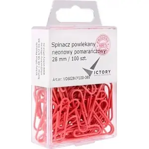 Paper clips Victory Office Product 28 mm metal coated neon orange in hanging plastic dispenser 100 pcs