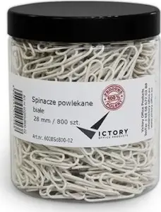 Скрепки Victory Office Product круглые покрытые 28 мм, 800 шт., белые, большая банка