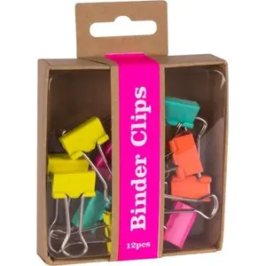 Binder clips set Apli Fluor Collection — 12 pieces, mixed fluorescent colors