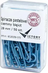 Paper Clips Victory Office Product round 28 mm, 50 pcs, pastel dark blue, plastic container