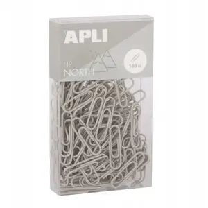 Round Paper Clips Apli Up North 28 mm, 140 pcs, gray, box with hanger