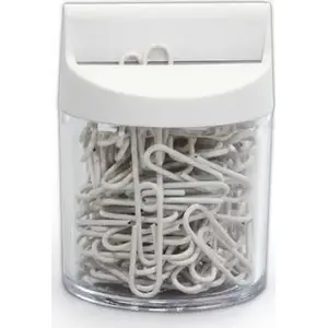 Binder clips Victory Office Product 28 mm, round coated, white, 100 pcs, magnetic container
