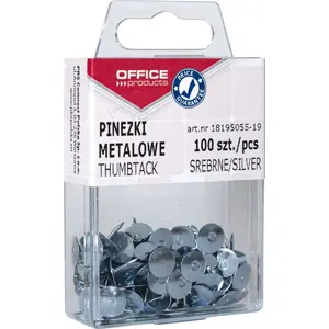 Push pins Office Products — model 18195055-19, silver, pack of 100
