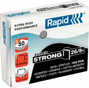 Скобы ESSELTE RAPID STRONG 26/8+ — усиленные скобы, 1000 шт., модель 24861600