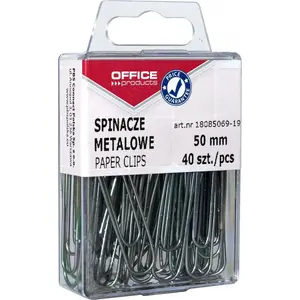 Metal paper clips Office Products smooth 50 mm, box of 40, silver