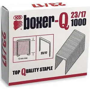 Скобы ICO Boxer 23/17 оцинкованные, 1000 шт., для мощных степлеров