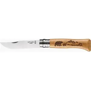 Складной карманный нож Opinel Animalia Oak Bear 08 — деревянная рукоять, нержавеющая сталь, размер 08
