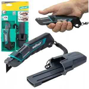 Knife with sheath Wolfcraft PRO SAFETY, trapezoid blade