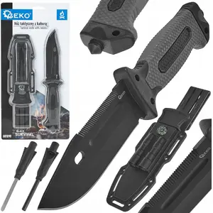Tactical Knife Michelin 275/135 mm with Sheath BLACK SURVIVAL SERIES (6/24)