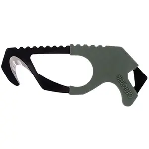 Крюковый нож Gerber Strap Cutter GREEN — Gerber 22-01943, компактный нож с крючковым лезвием для резки ремней и строп