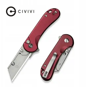 Folding Knife CIVIVI Elementum Utility Aluminum Burgundy C23039B-5 - Compact EDC Blade