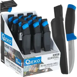Tactical Finnish-style Knife 215/105 mm with Sheath, No name — BLACK SURVIVAL SERIES, display box set