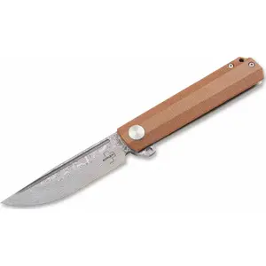 Folding knife boker Plus Cataclyst Brown Damascus — model 01BO479DAM, Damascus steel blade, brown handle