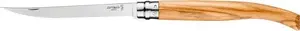 Складной карманный нож Opinel Slim Olive Mirror Blade 15 — зеркальное лезвие из нержавеющей стали, тонкая деревянная рукоять