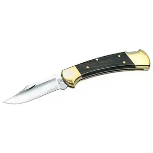 Складной нож Buck Knives Folding Ranger Plain 112BRS — нержавеющее лезвие, латунная рукоять, фиксатор Lockback