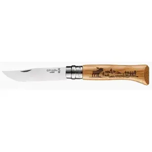 Pocket knife Opinel Animalia Oak Moose No. 08 — stainless steel blade, oak handle
