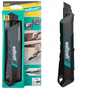 Utility Knife with 25 mm Snap-Off Blade, Wolfcraft PRO SAFETY