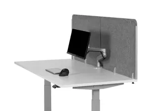 Desk privacy screen BakkerElkhuizen BE Safety Screen back — Light grey PET felt, 1800×600×20 mm
