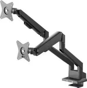 Monitor dual mount with gas spring, GOOBAY RB70814, black — adjustable arm for two screens