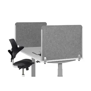Desk privacy screen BakkerElkhuizen BE Safety Screen side — PET felt, light grey, 600×600×20 mm