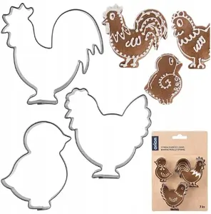 Cookie cutters set ORION — rooster, hen, chick — 3 pieces