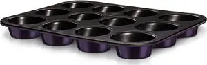 Muffin Baking Pan berlinger haus FORMA DO PIECZENIA X12 PURPLE ECLIPSE BH-6800, 12-cup nonstick silicone-coated metal