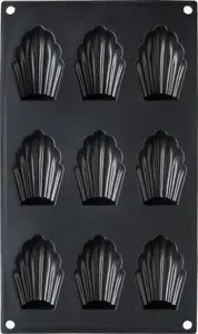 Patisse madeleine mold 29 x 17 cm black silicone, 9 cavities