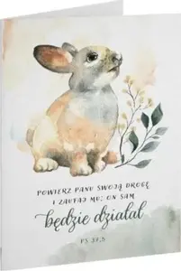 Greeting card (folded) Szaron Kartka składana - owierz Panu - Zajączek