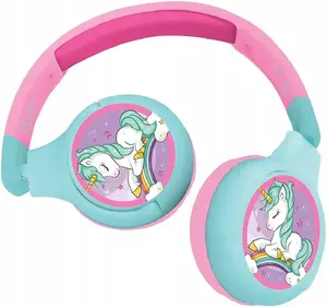 lexi book Unicorn 2-в-1 Bluetooth и проводные складные наушники с ограничением громкости для детей (модель 80089)