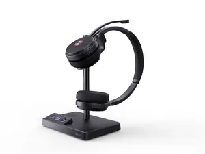 Austiņu komplekts Yealink WH62 Dual Teams, bezvadu DECT, supraaural, 20–20000 Hz, darbības rādiuss 160 m, melna, galvas stīpa, 127 g