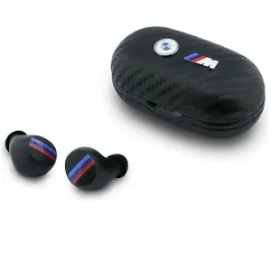 Bezvadu iekšķautņu Bluetooth TWS austiņas BMW Carbon ar metāla logotipu ENC, melnas