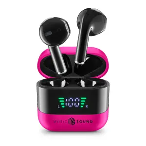 Вкладыши TWS-наушники Music Sound SPARK с LED-дисплеем, розовые, 66 г, кабель 0,15 м